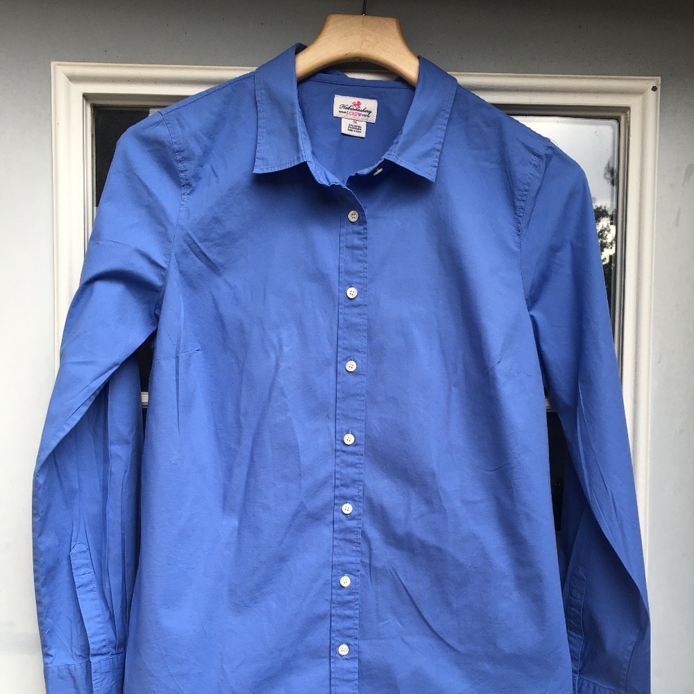 J. Crew Blue Haberdashery Button-Down Top Sz M